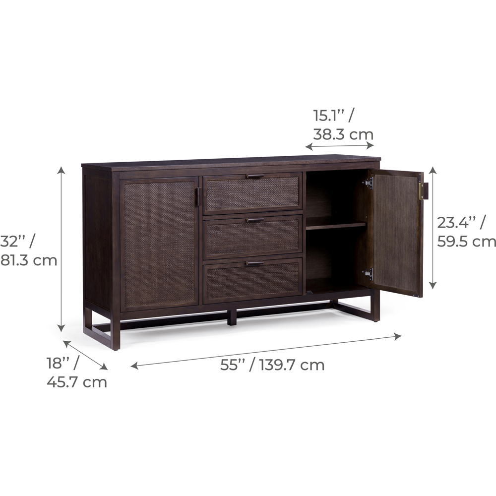 Teamson Home Hatteras 2 Door 3 Drawer Espresso Sideboard Image 9