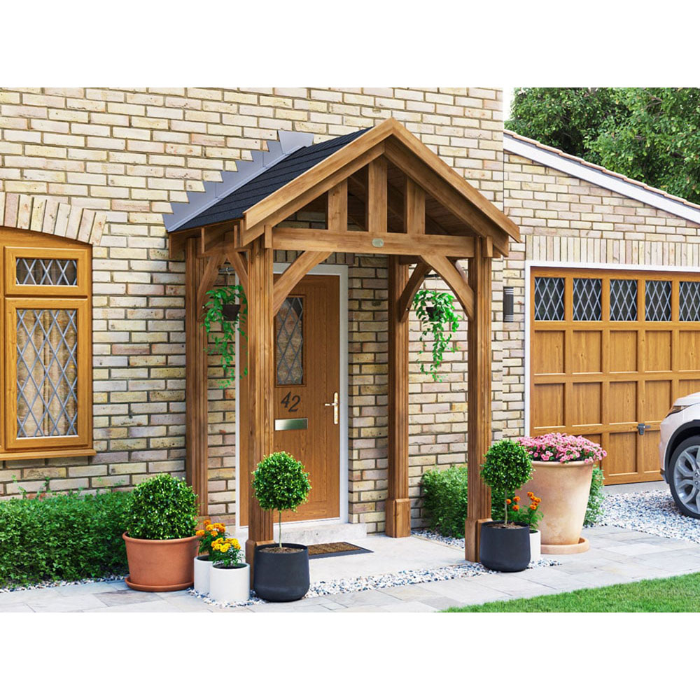 Dunster House Thunderdam 2 x 1.5m Brown Full-Height Porch Canopy with Black Shingle and 4 Posts Image 3
