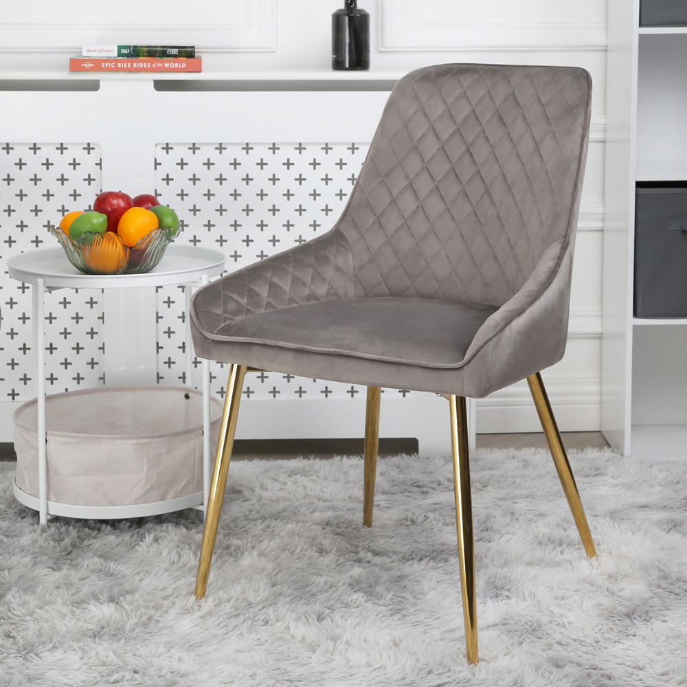Home Garden Direct Hamilton Set of 2 Grey Velvet Dining Chairs Image 6