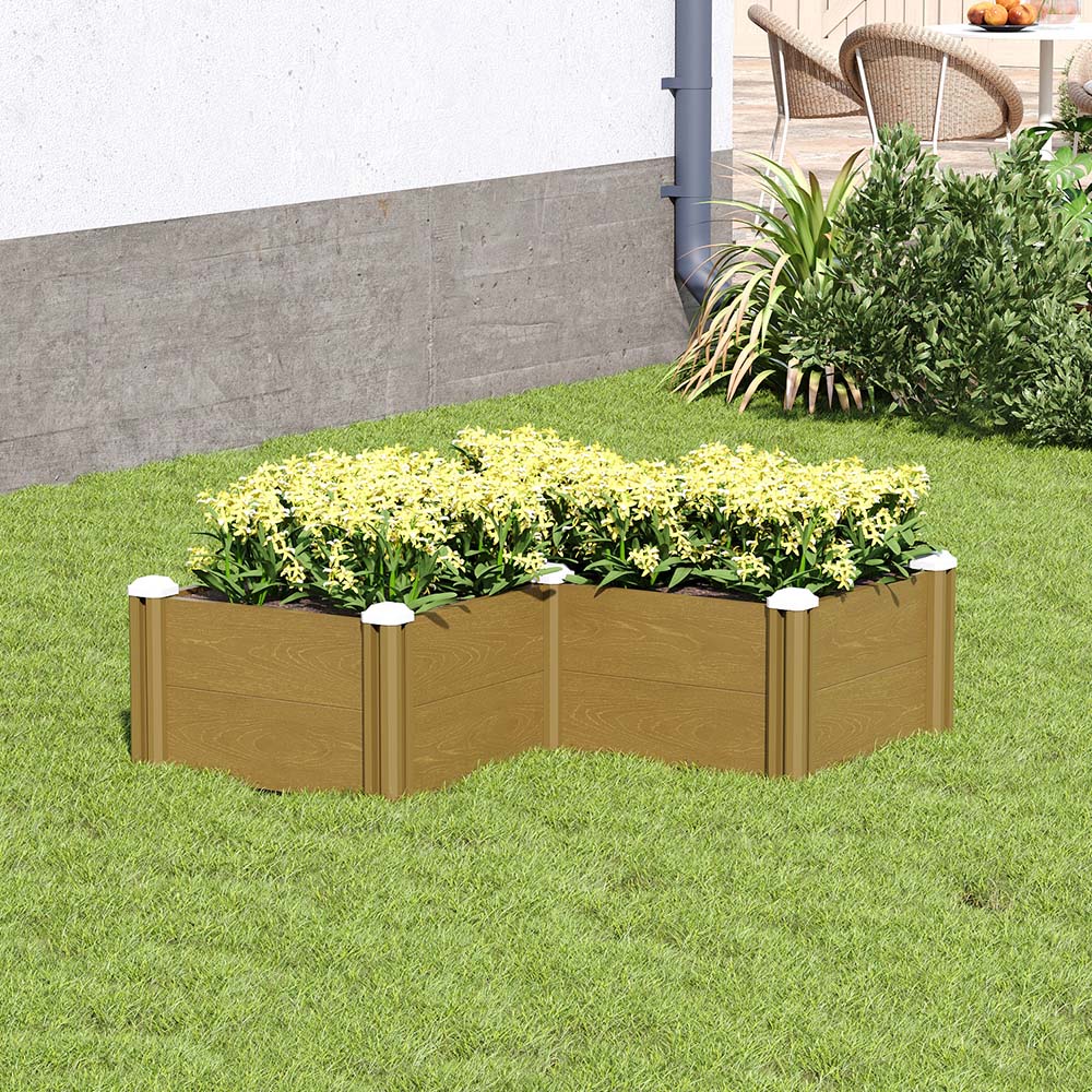Living and Home Woodgrain Effect L-Shaped Plastic Raised Garden Bed 54 x 102cm Image 5