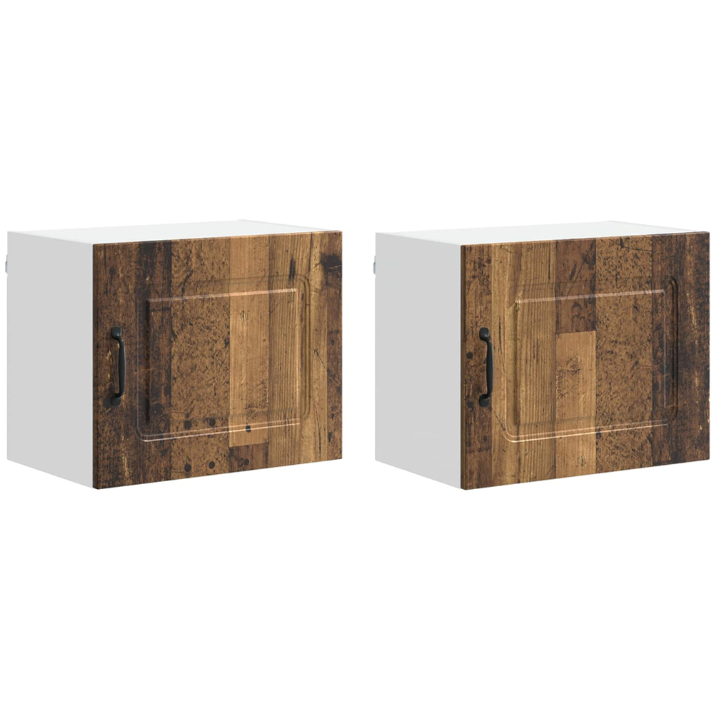vidaXL Kalmar Single Door Old Wood Wall Mounted Wide Kitchen Cabinet Set of 2 Image 8