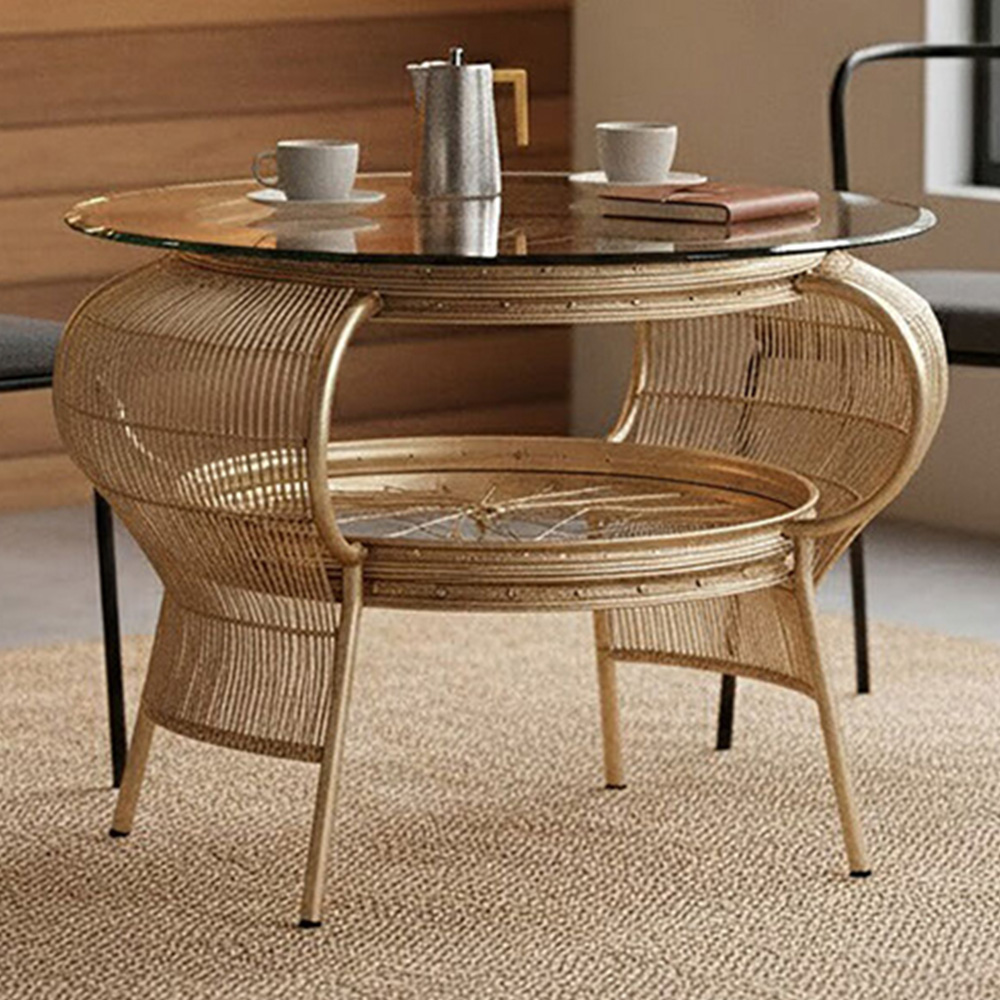 Premier Housewares Mantis Champagne Gold Finish Coffee Table Image 1