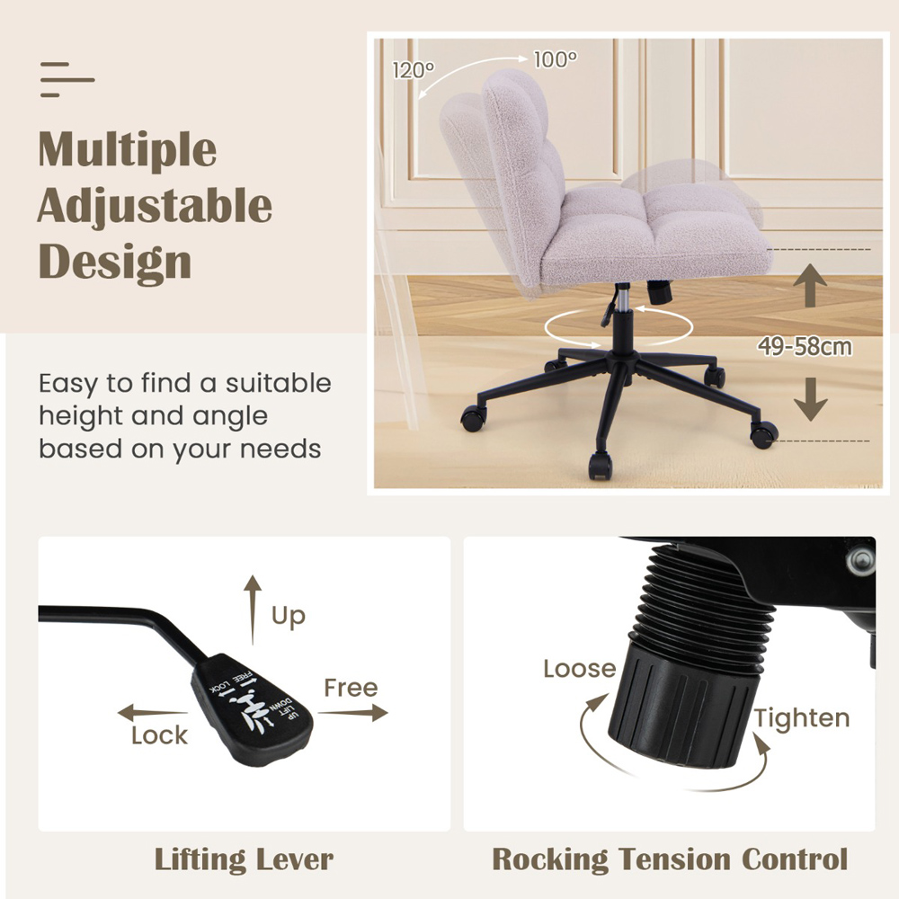 Costway Grey Modern Cross Legged Swivel Chair Image 7