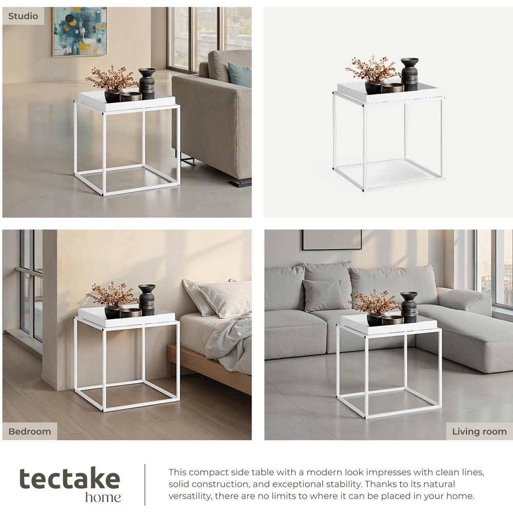 tectake Cambridge Single Shelf White Bedside Table Image 6