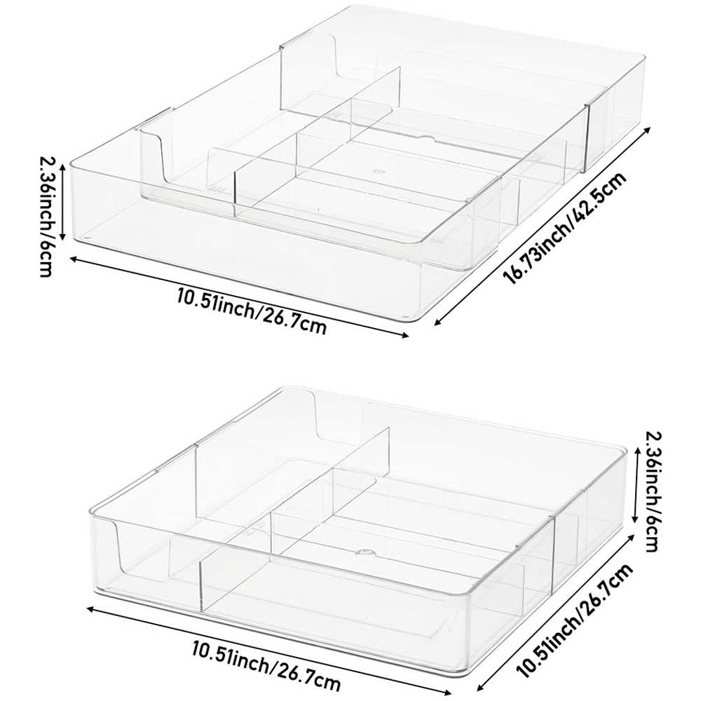 Living and Home Clear Expandable Drawer Organiser with 4 Compartments Image 8