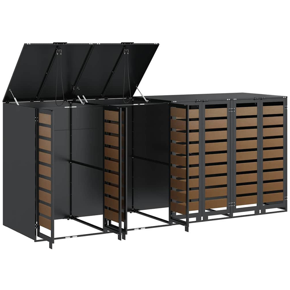 vidaXL Anthracite 4 Wheelie Bin Storage Shed with HDPE Door Image 4