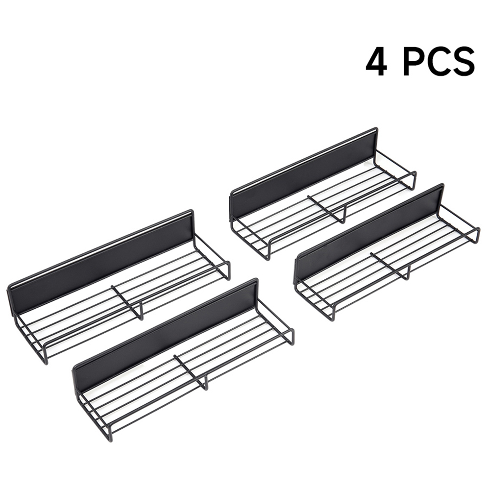 Living and Home 4 Piece Magnetic Fridge Storage Shelf with Hooks Image 3