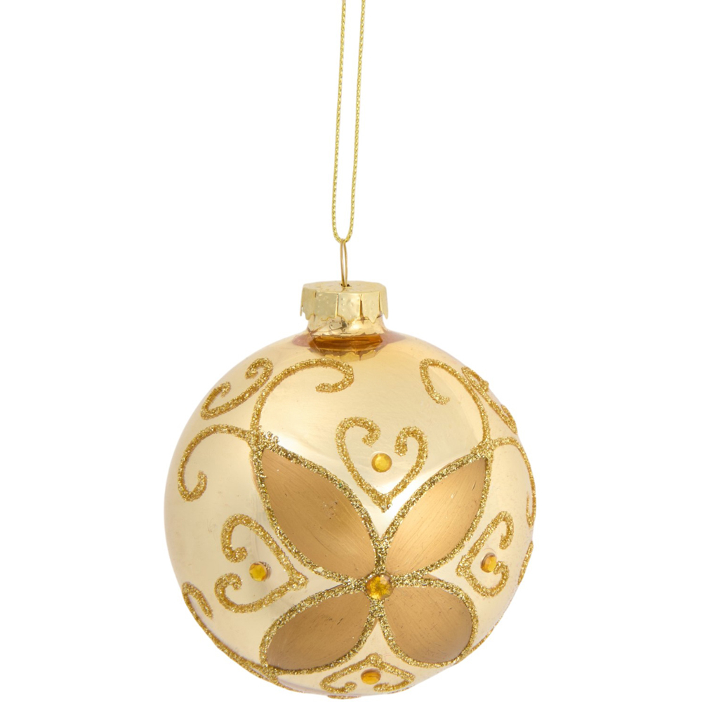 Shiny Gold Glitter Finish Bauble Image 3