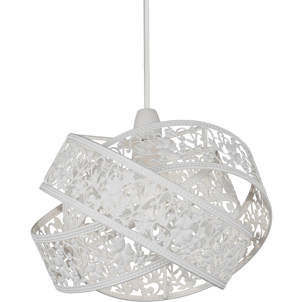 Lighting Collection 3 Ring Matt White Fretwork Pattern Shade Image 1