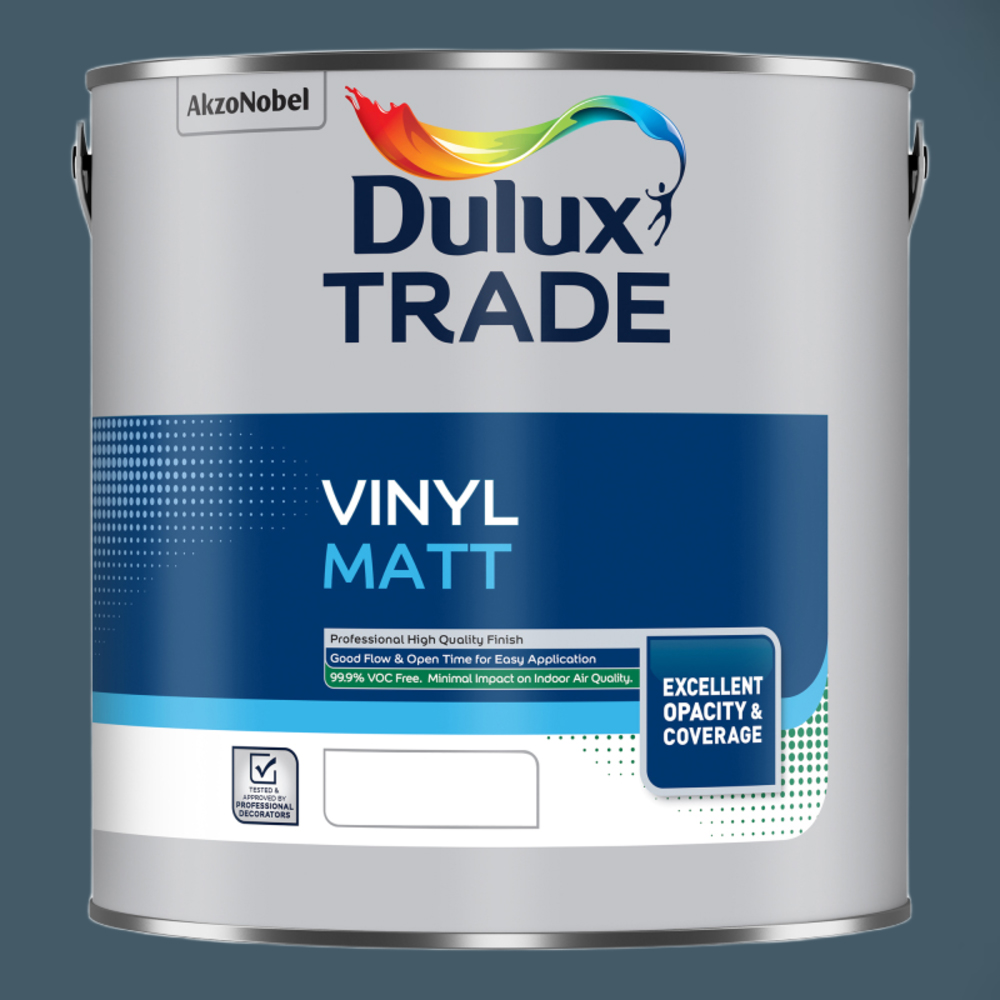 Dulux Trade Midnight Teal Walls and Ceilings Vinyl Matt Paint 2.5L Image 2