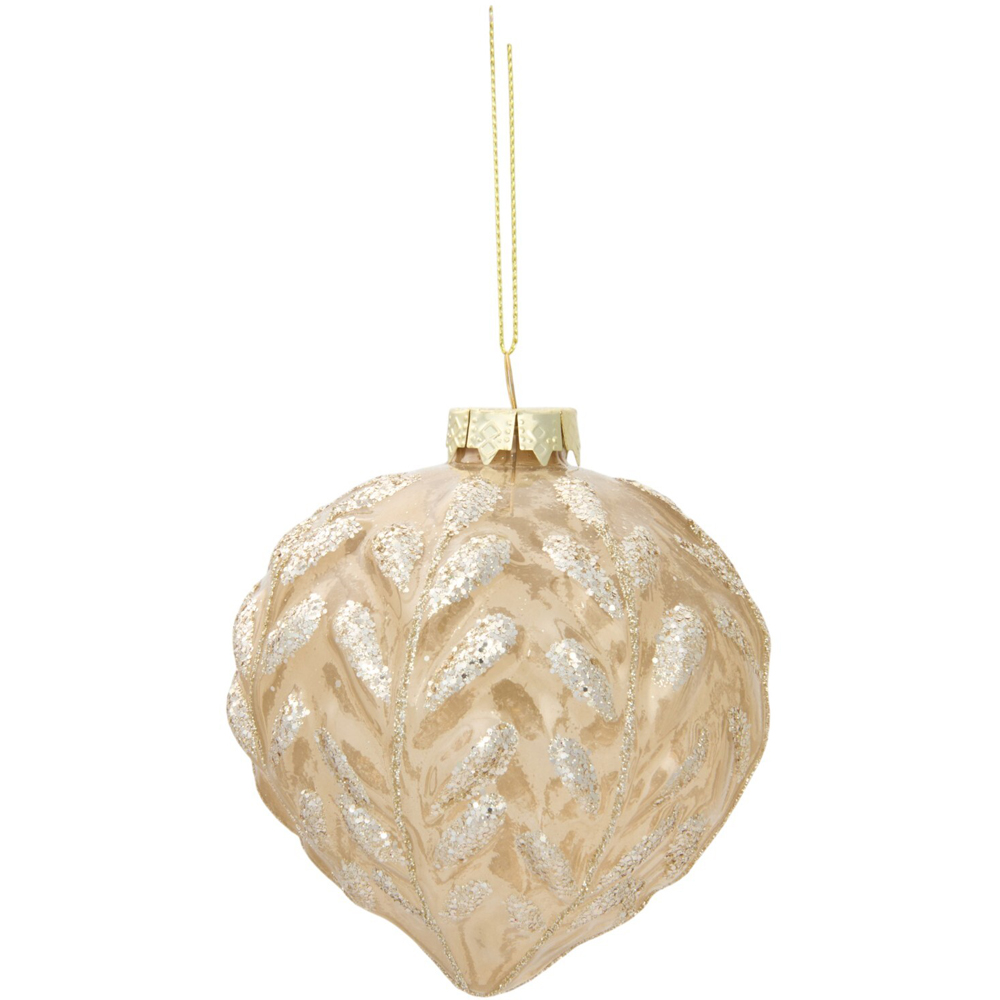 Glitter Ridged Finish Onion Bauble Mocha Image 1