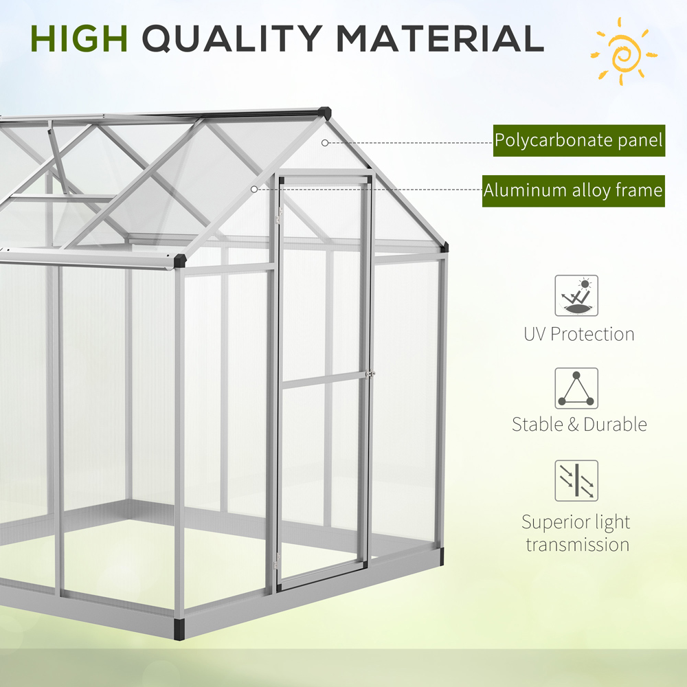 Outsunny Clear Polycarbonate 6 x 6ft Walk In Greenhouse Image 4