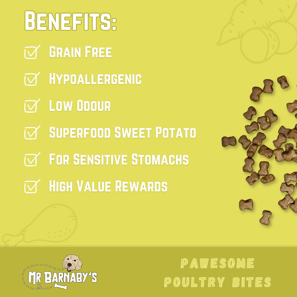 Mr Barnaby's Pawsome Poultry Bites Grain-Free Hypoallergenic Dog Treats 100g 2 Pack Image 4