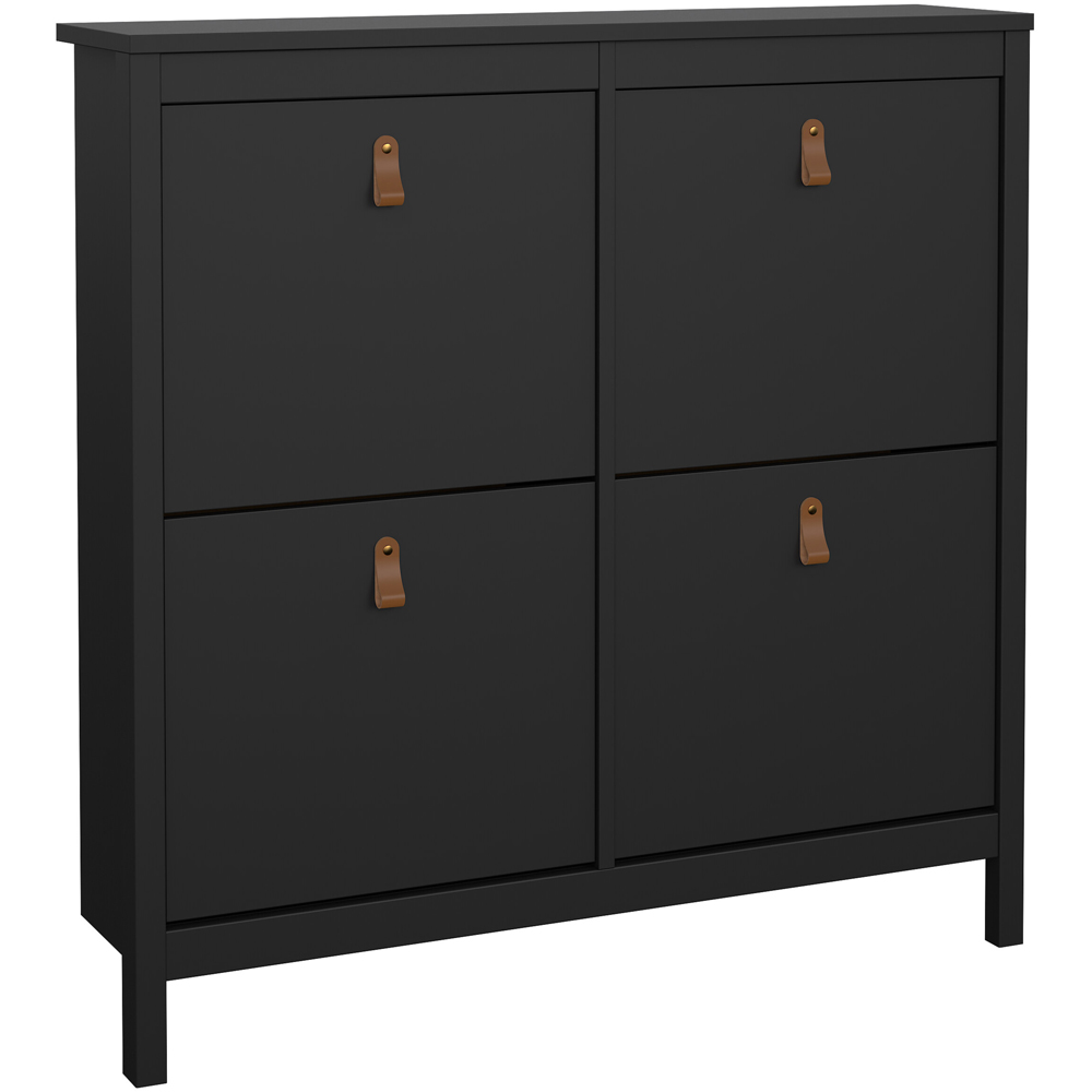 Florence Barcelona 4 Flip Down Doors Matt Black Shoe Cabinet Image 2