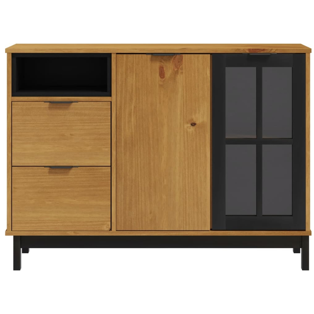 vidaXL Flam 2 Door 2 Drawer Single Shelf Solid Pine Wood Sideboard Image 5