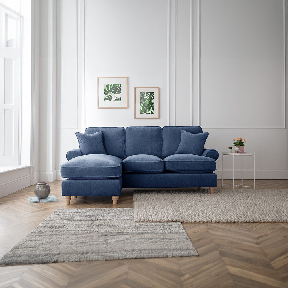 The Victoria 3 Seater Navy Left Hand Chaise Sofa Image 4