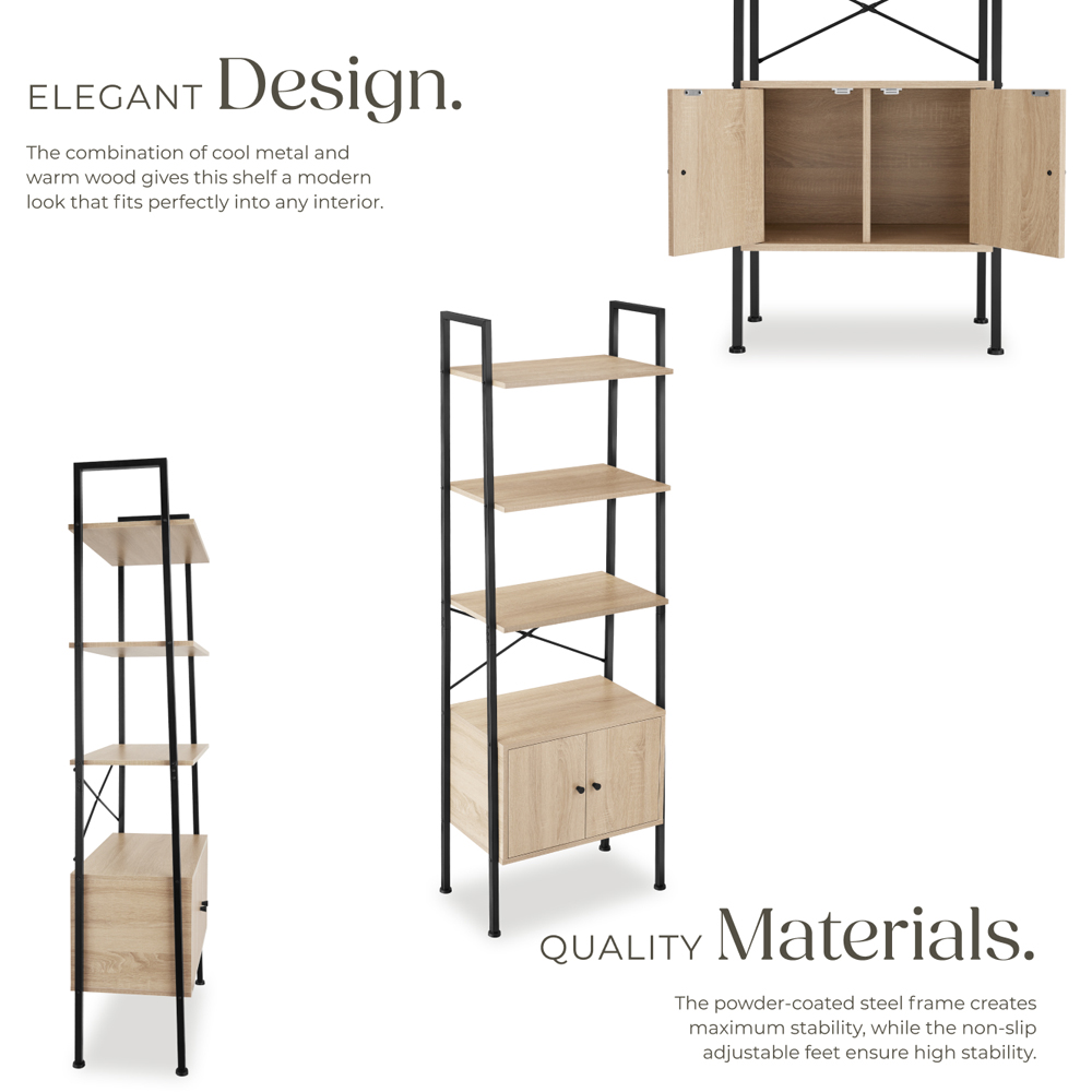 tectake Brentwood 4 Open Shelf Oak Sonoma Ladder Shelving Unit Image 4