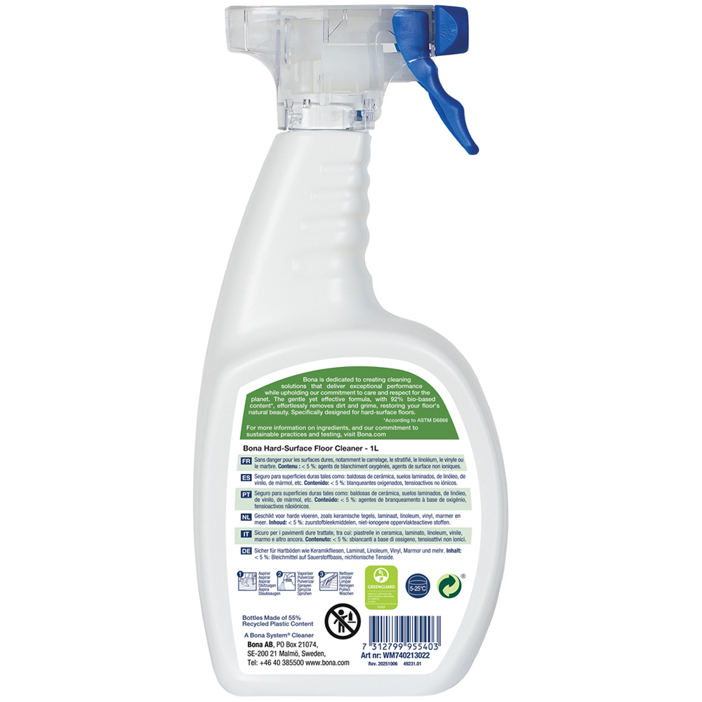 Bona Stone Vinyl and Laminate Floor Cleaner Spray 1L Image 2