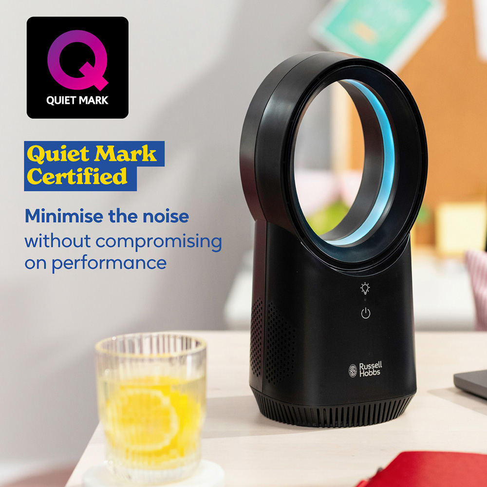 Russell Hobbs Black Quiet Bladeless Compact Desk Fan with USB Image 3