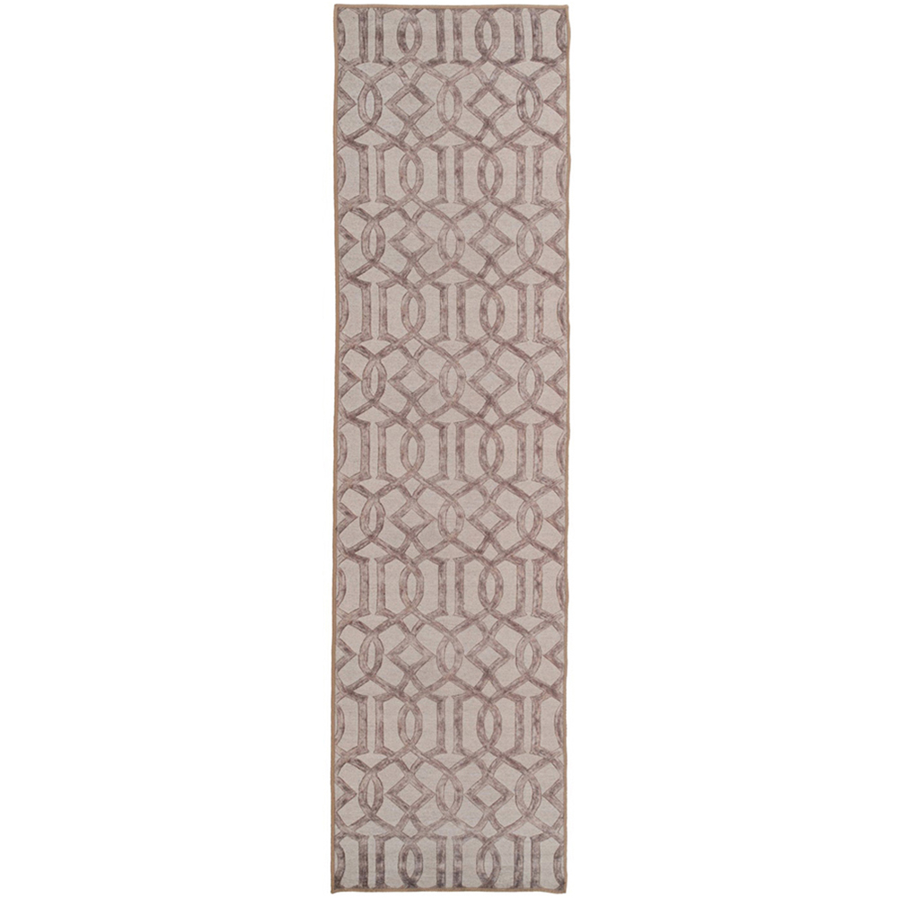 Kukoon Beige Contemporary Abstract Soft Chenille Rug 80 x 300cm Image 1