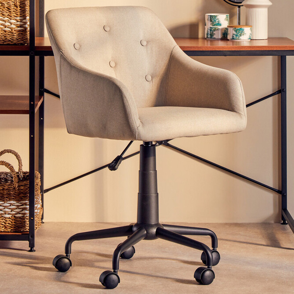 Interiors by Premier Brent Beige and Black Swivel Home Office Chair Image 1