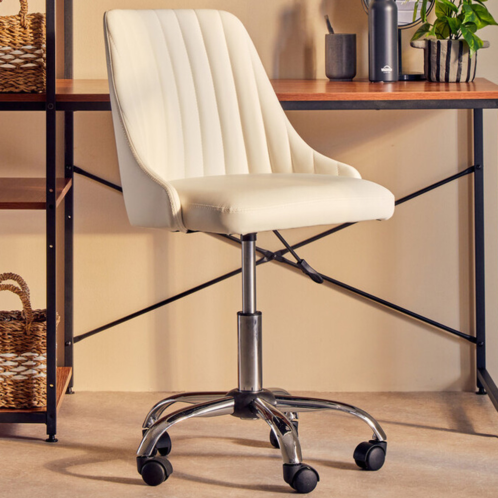 Interiors by Premier Brent Off White Swivel Home Office Chair Image 1