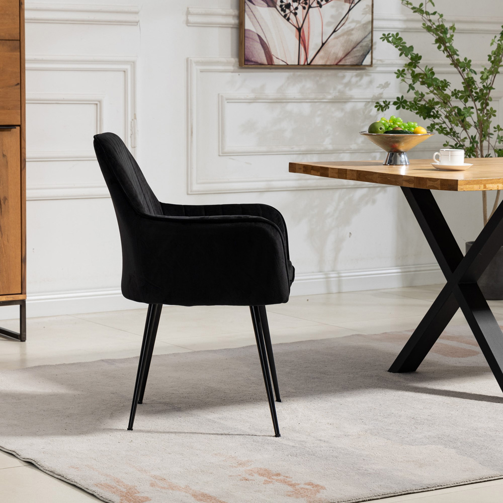 Artemis Home Carrara Set of 2 Black Velvet Dining Chair Image 4