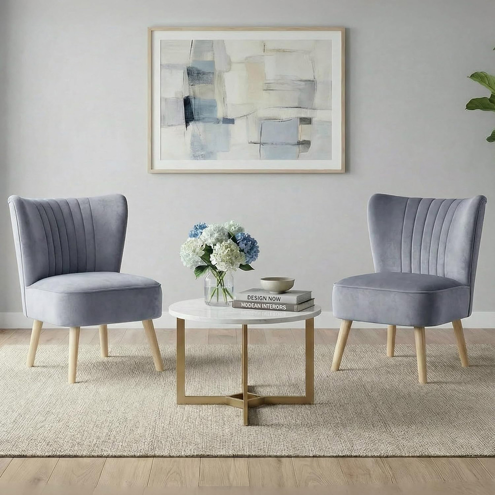 Alivio Grey Velvet Upholstered Modern Accent Chair Image 4