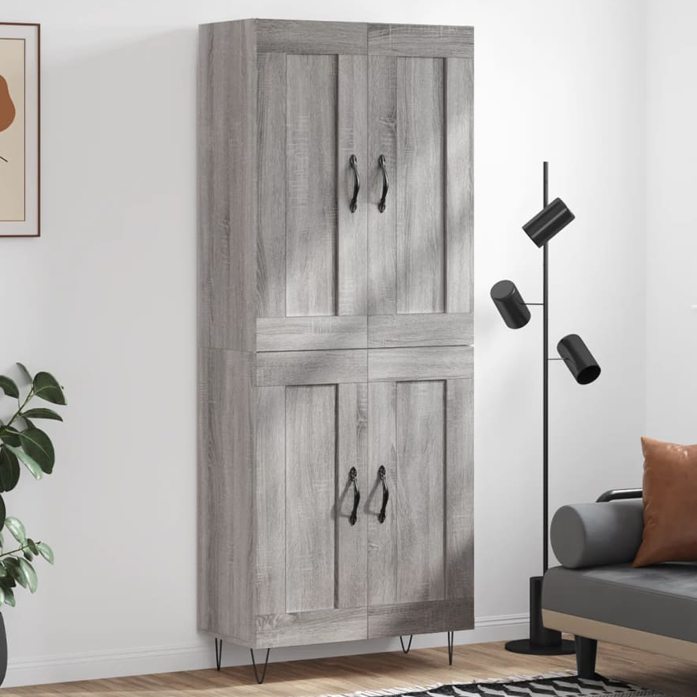 vidaXL 4 Door Grey Sonoma Highboard Image 1