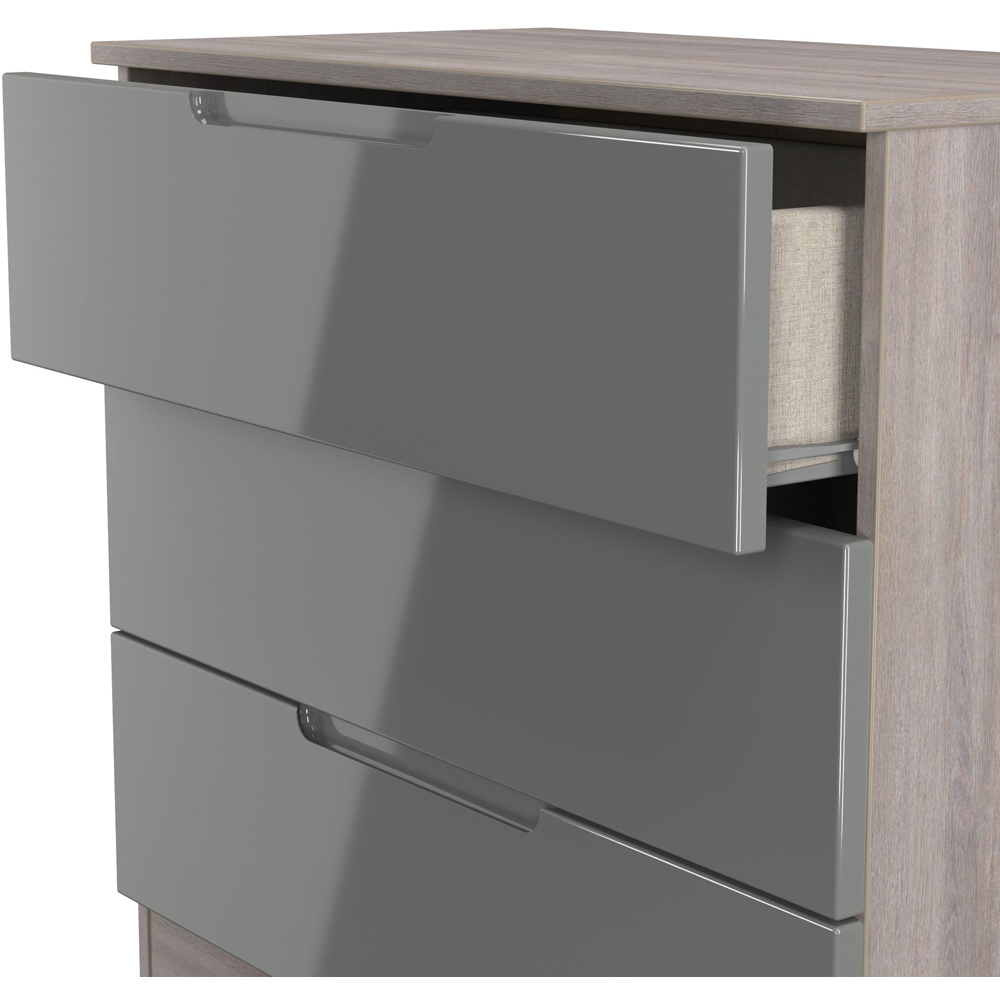 Crowndale Milan 3 Drawer Grey Gloss and Grey Oak Chest of Drawers Ready Assembled Image 6