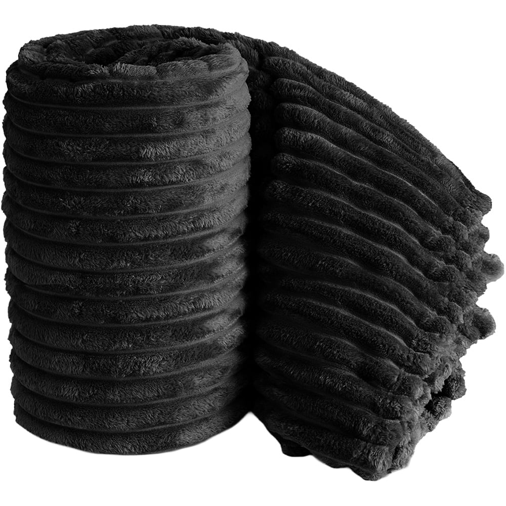 Velosso Bellissima Black Plush Throw 150 x 200cm Image 1