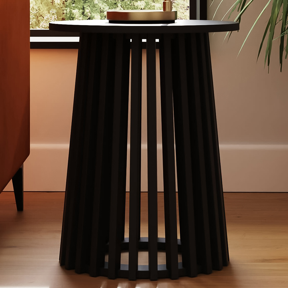 GFW Kaleb Black Round Side Table Image 1