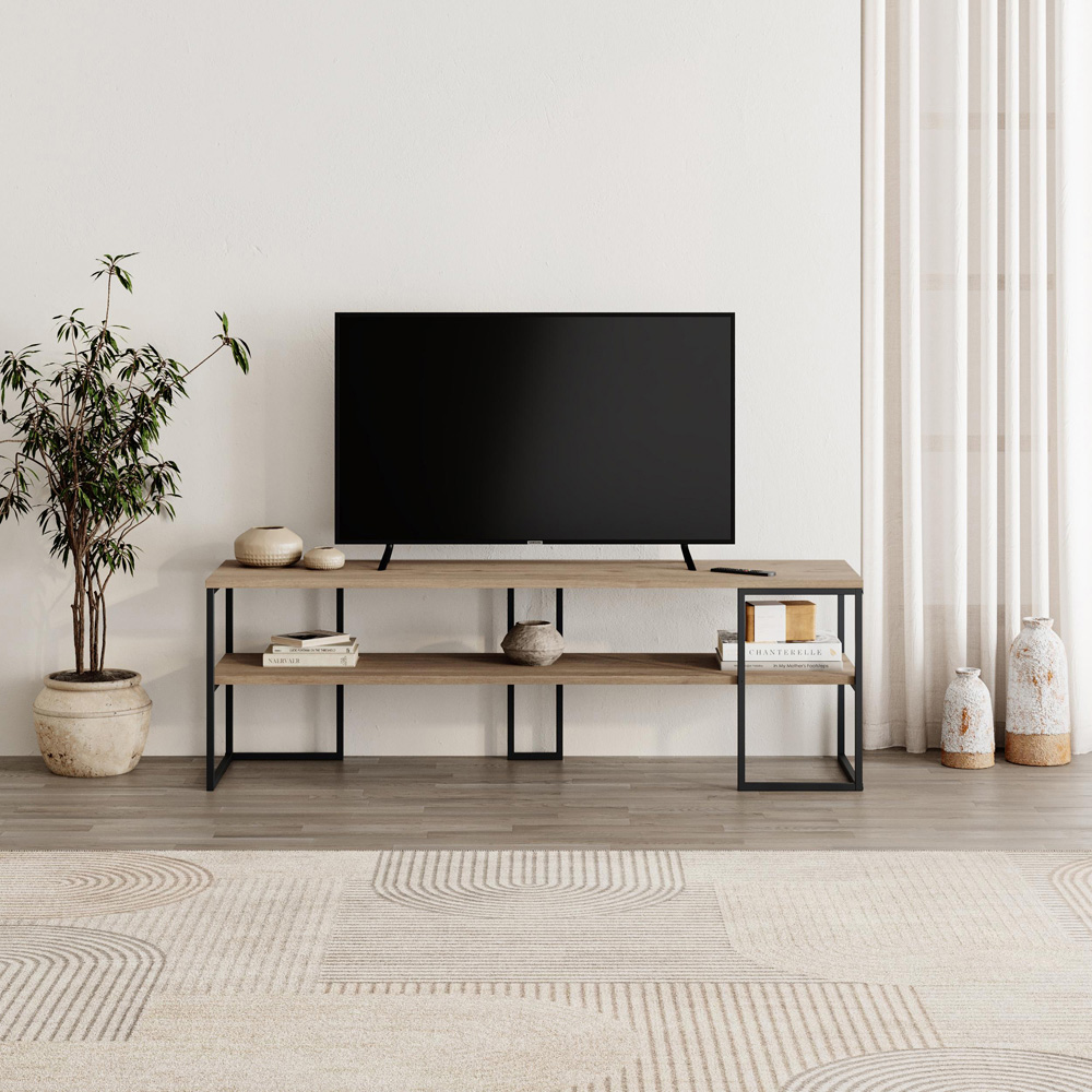 Decortie Black Friday Single Shelf Natural Oak TV Stand Image 5
