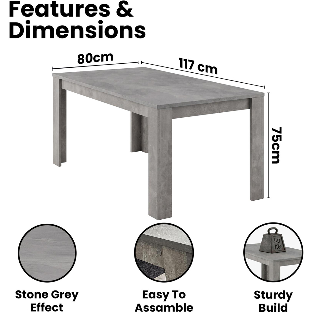 Portland 4 Seater Bench Dining Set Stone Grey Image 8