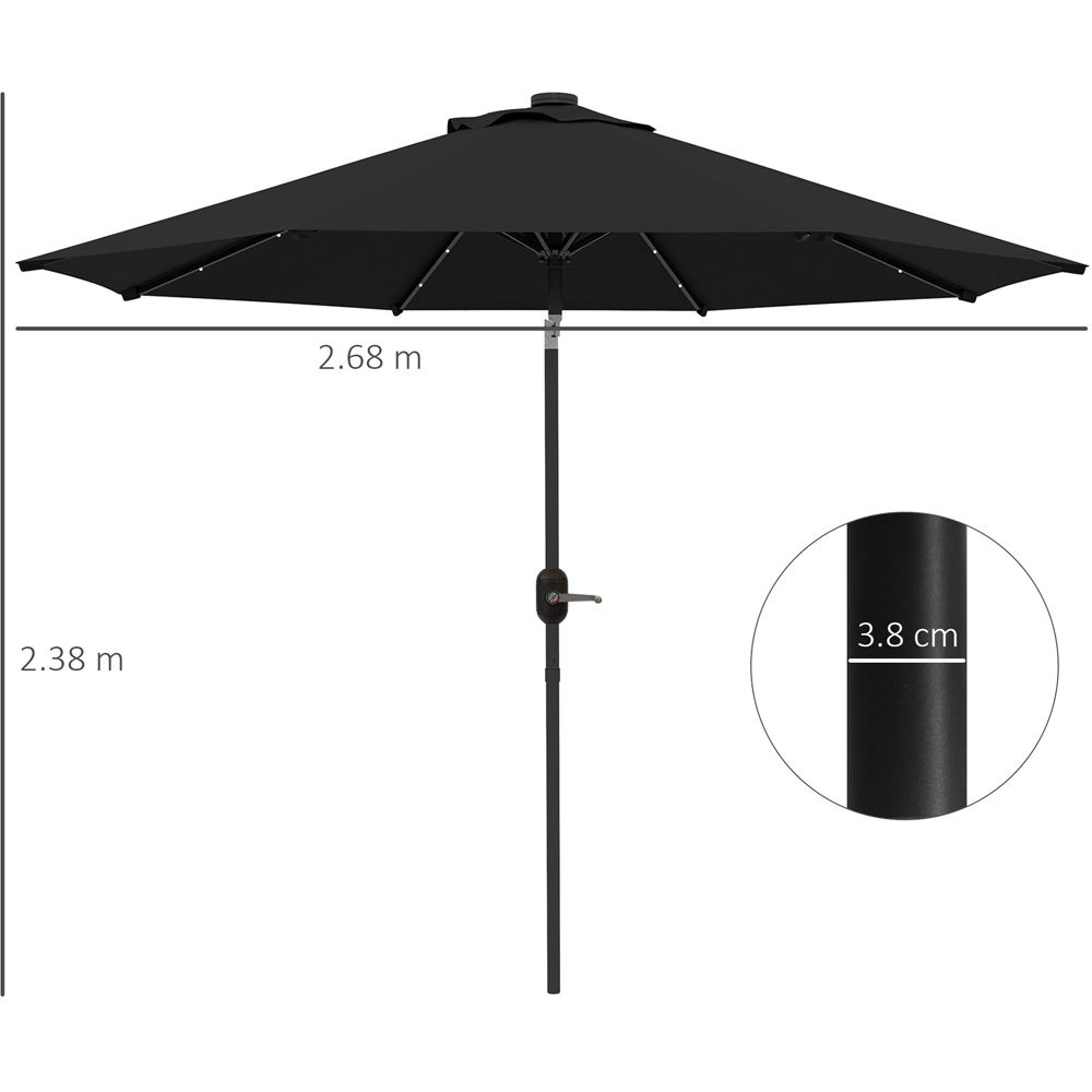 Outsunny Black 24 LED Crank and Tilt Umbrella Parasol 2.7m Image 7