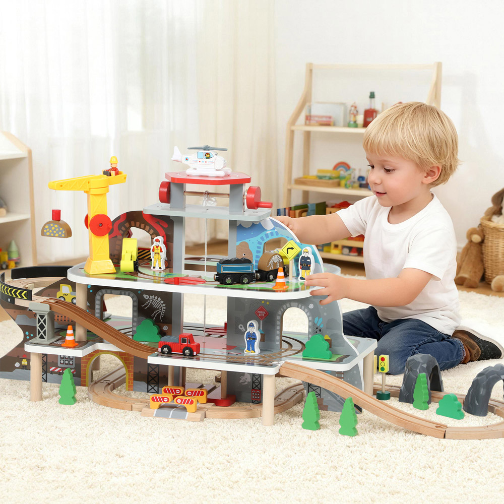 Tommy Toys AIYAPLAY 79 Piece Mine Themed Wooden Toy Train Set Image 2