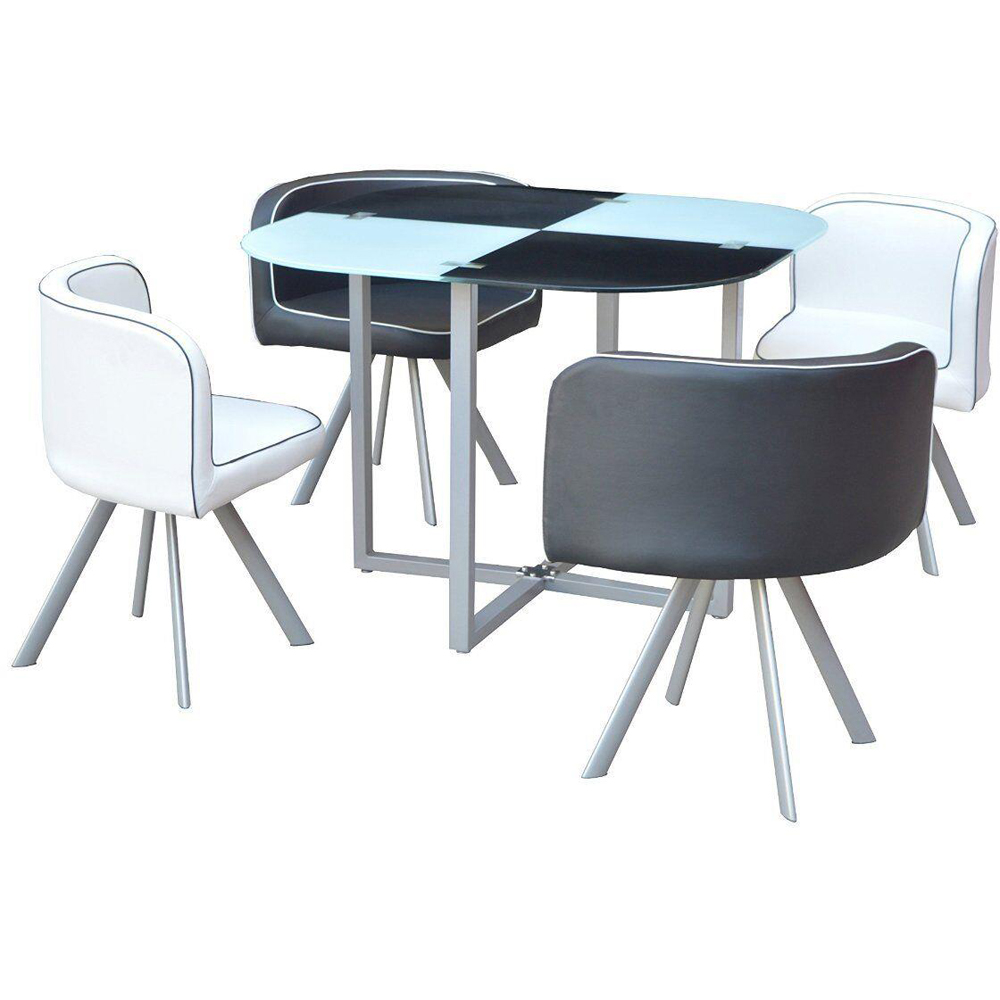 Kosy Koala 4 Seater Leather Dining Set White and Black Image 3