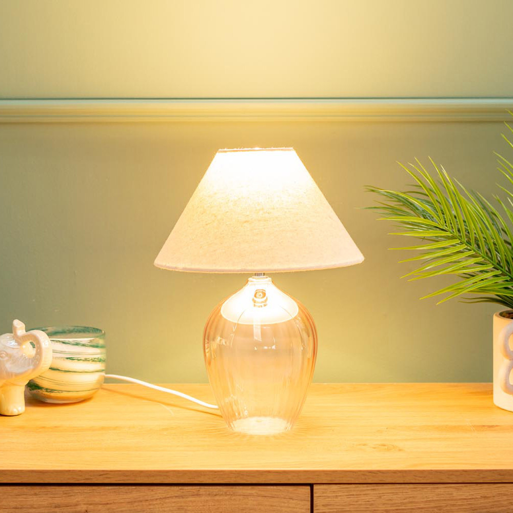 ValueLights Olivet Pink and Natural Taper Glass LED Table Lamp 2 Pack Image 4