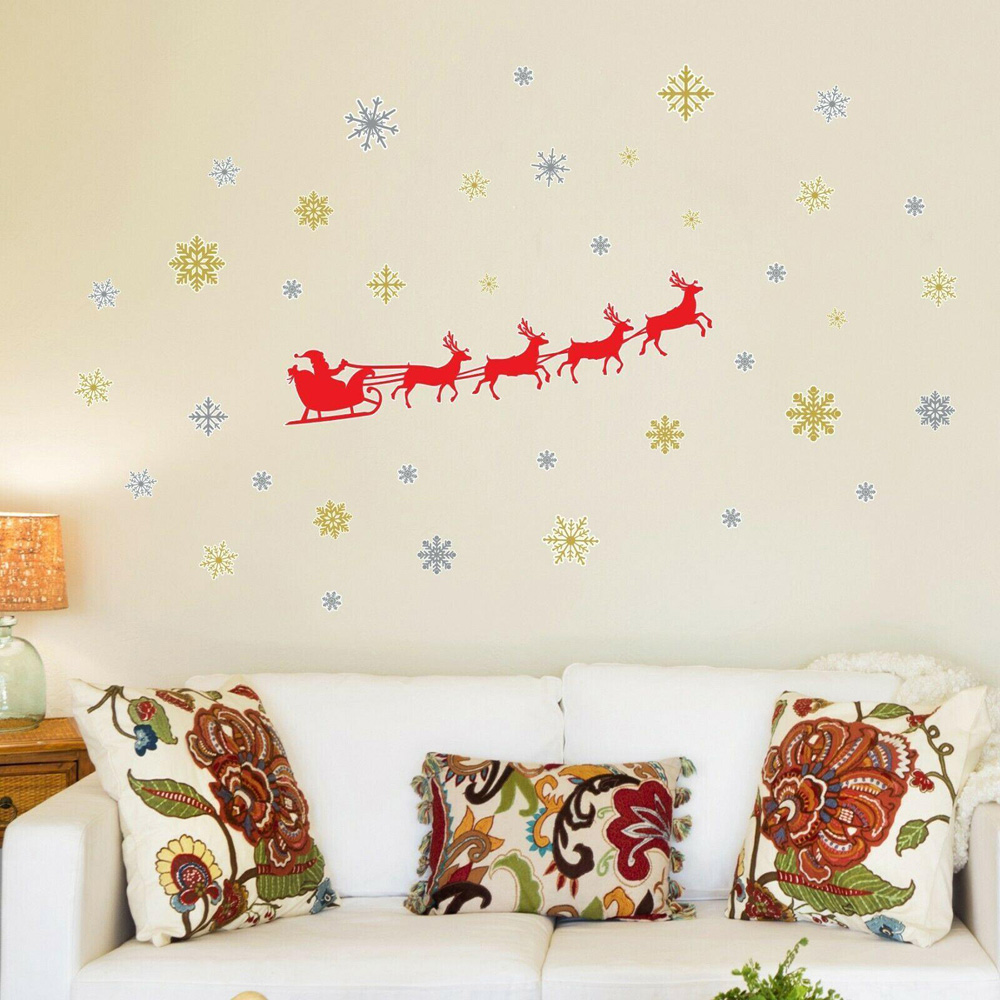 Walplus Santa's Sleigh Self Adhesive Christmas Wall Stickers 49 Piece Image 2