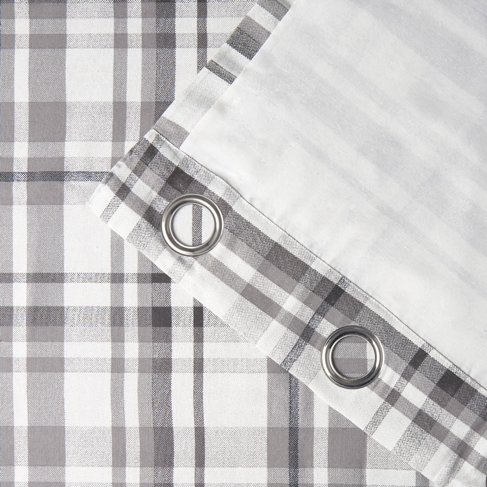 Wilko Grey Printed Check Curtains 228 W x 228cm D Image 3
