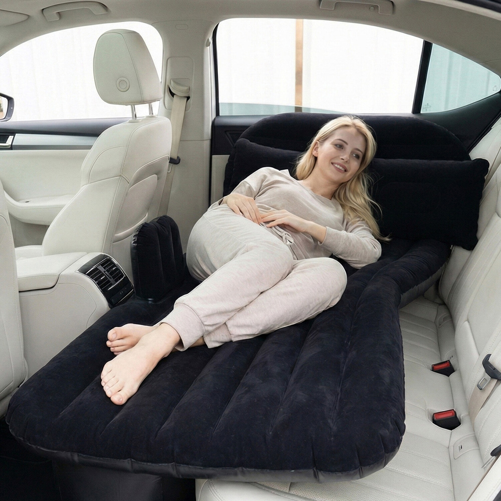 Car Travel Flocked Airbed Set Black Image 2