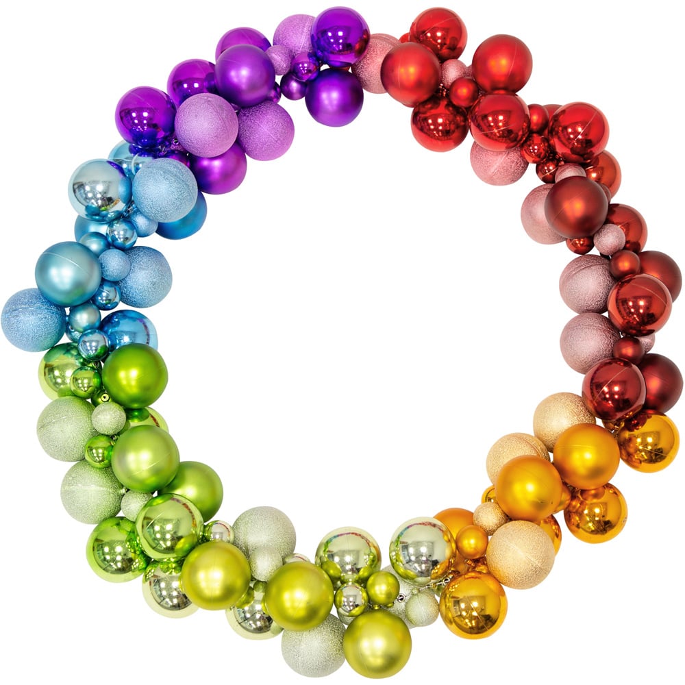 The Christmas Workshop Rainbow Christmas Garland with Baubles 180cm Image 1
