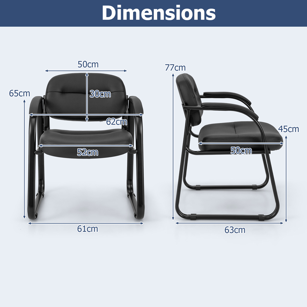 Costway Set of 2 Black Office Chair with Sled Base Image 9