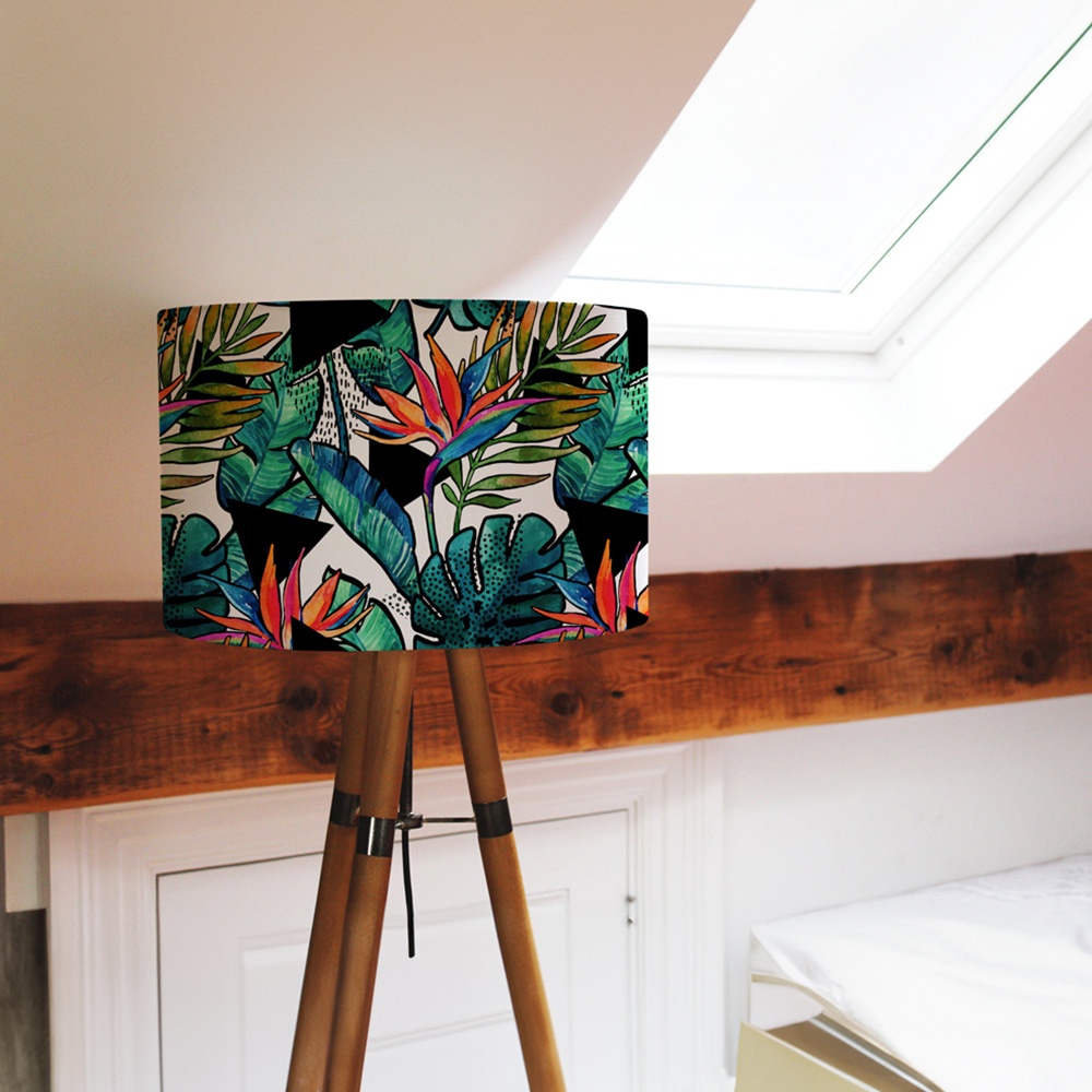 Benjamin Tate Design Small Contoured Tropical Leaves and Flowers Lamp Shade Image 7
