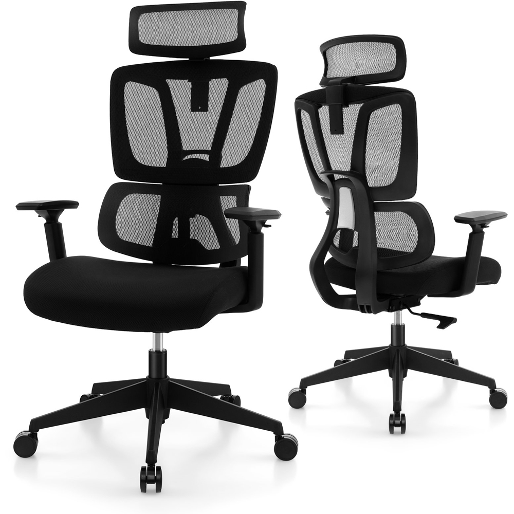 Costway Black N Type Lumbar Support Ergonomic Office Chair Image 2