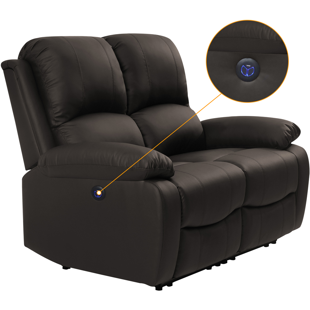 Comfy Living 6 Seater Brown PU Leather Electric Recliner Sofa Set Image 2