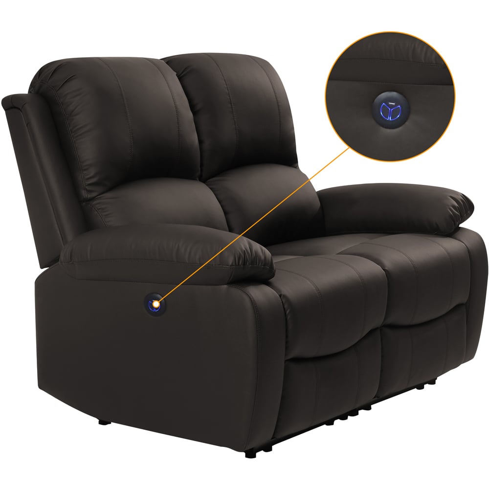 Comfy Living 2 Seater Brown PU Leather Electric Recliner Sofa Image 5