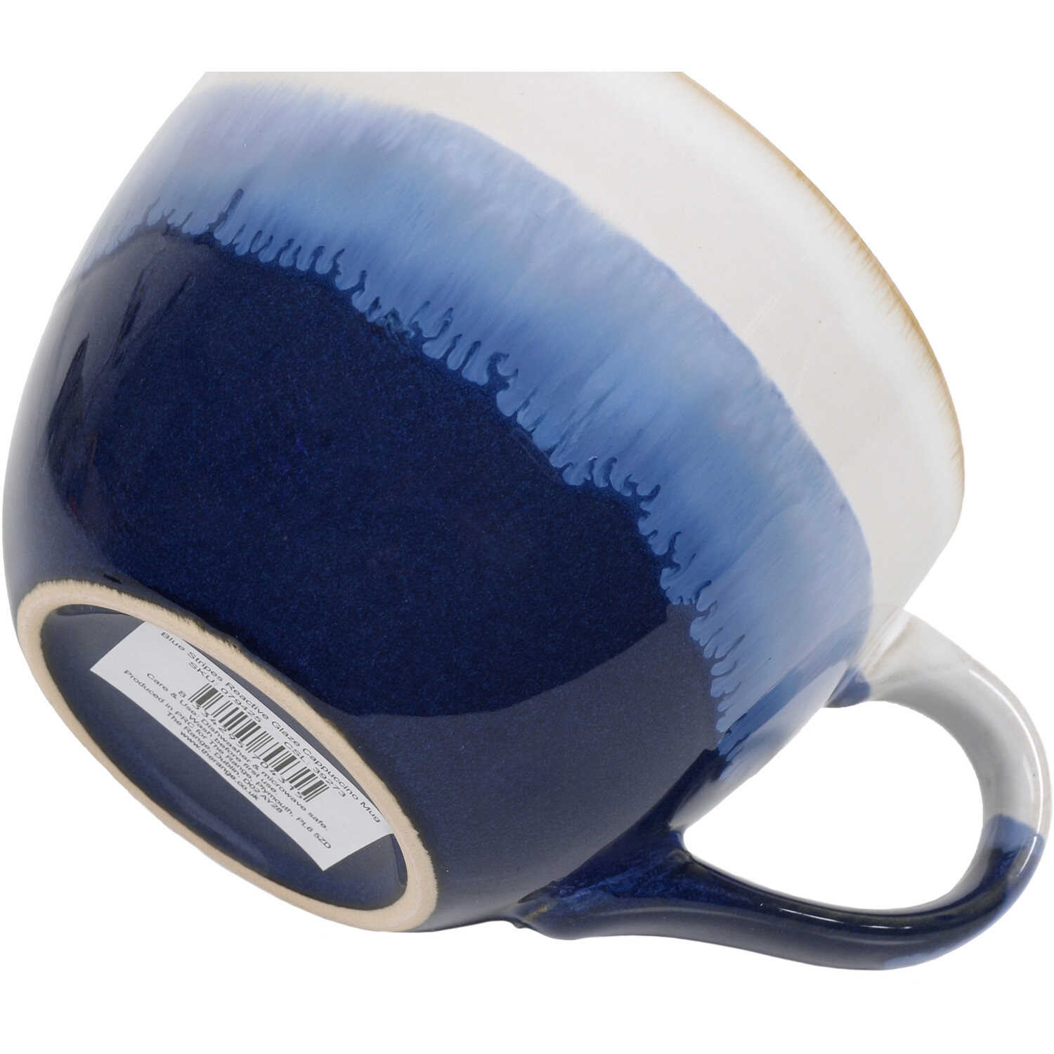 Stripes Reactive Glaze Cappuccino Mug - Blue Image 4