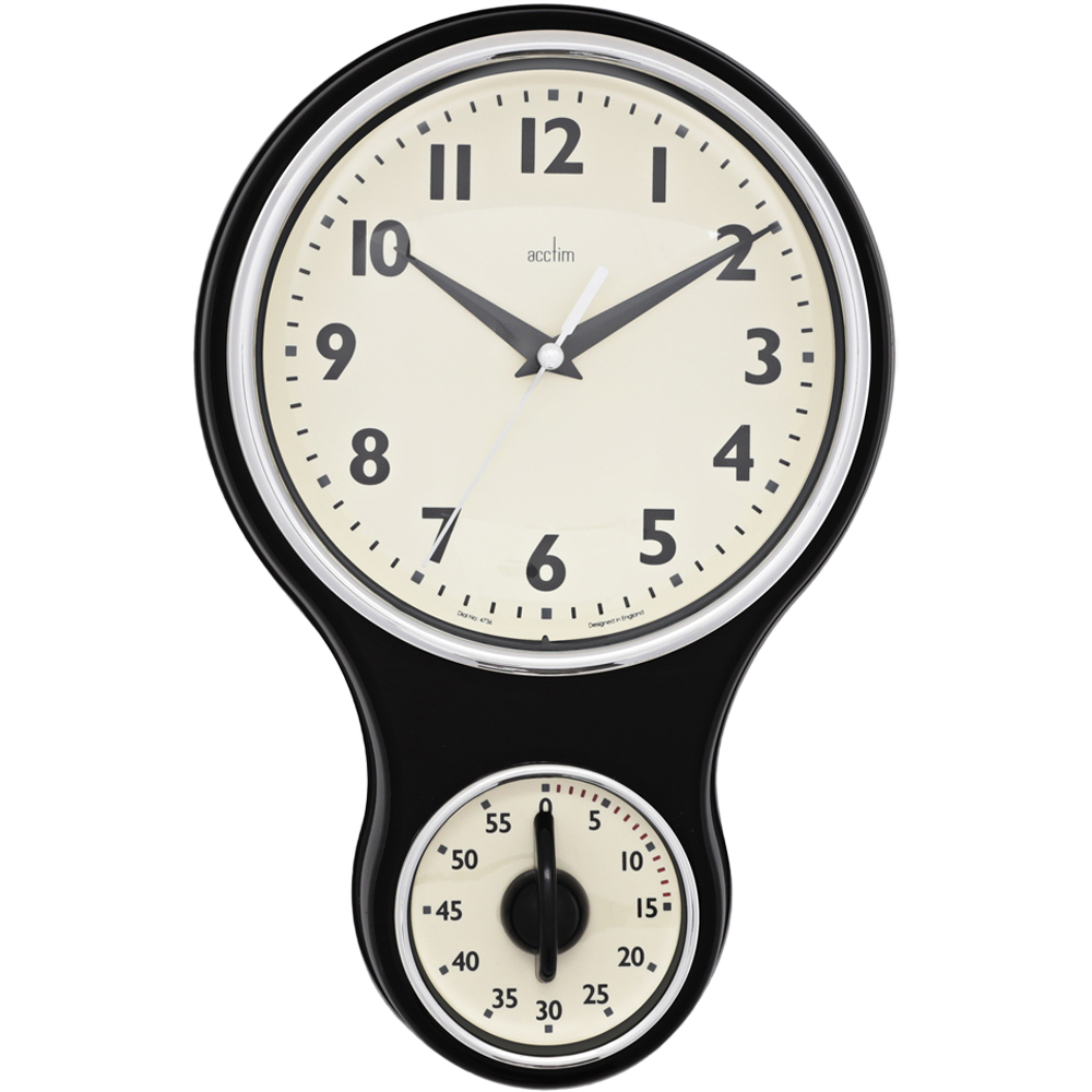 Acctim Kitchen Time Black Clock and Timer Image 1