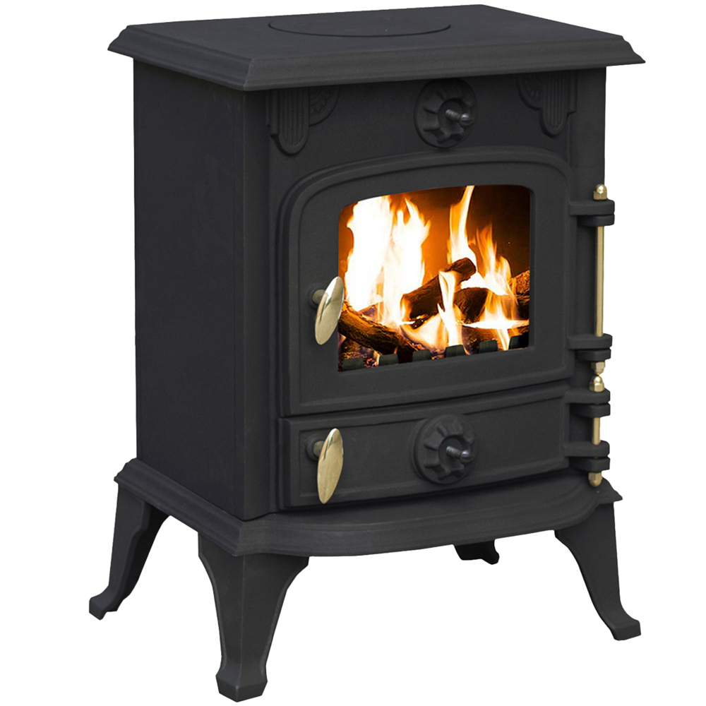 RoyalFire Cast Iron Multifuel Burning Stove 5kW with Firewood Starter Kit Image 1